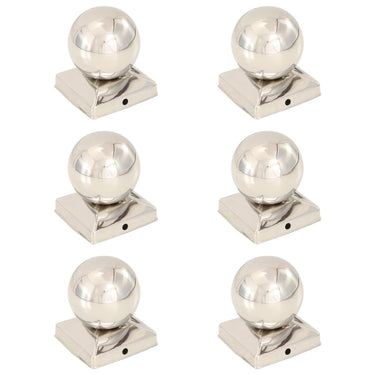 Pfostenkappen 6 Stk. Kugelform Edelstahl 81 x 81 mm