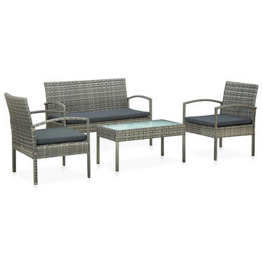 4-delige Loungeset met kussens poly rattan