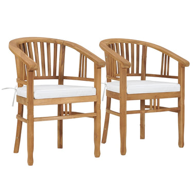 Chaises de jardin avec coussins lot de 2 Bois de teck solide