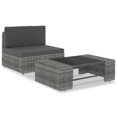 Tweezitsbank sectioneel poly rattan