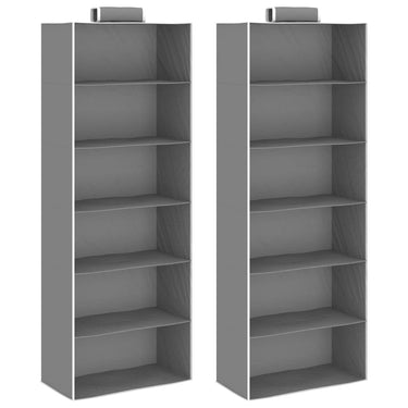 Hängeaufbewahrung für Schränke 2 Stk. mit 6 Fächern Stoff