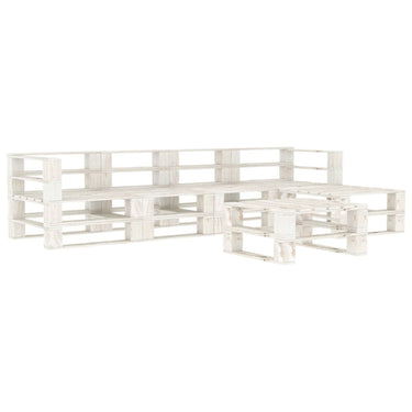 6-piece lounge set with cream-colored cushions pallet wood