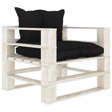 Garten-Palettensofa mit Kissen in Schwarz Holz