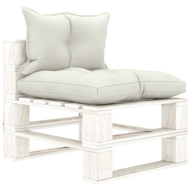 Garten-Paletten-Mittelsofa mit Kissen in Beige Holz