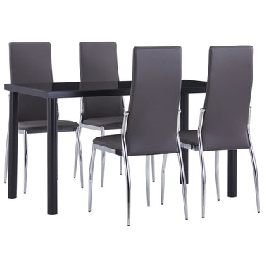 5-piece dining set faux leather gray
