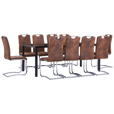Ensemble de salle à manger 11 pcs Similicuir daim Marron