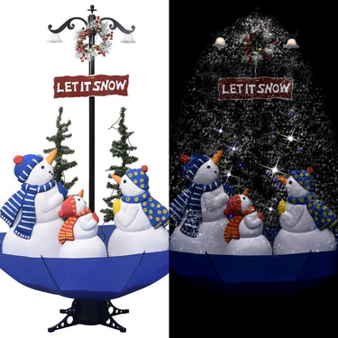 Weihnachtsbaum mit Schnee und Schirm-Fuß Blau 75 cm PVC