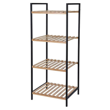 Bathroom Solutions Storage rack with 4 shelves bamboo and steel