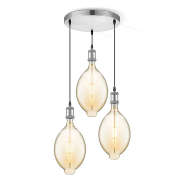 Home Sweet Home hanglamp chroom rond Ovaal 3L G125 dimbaar E27 amber