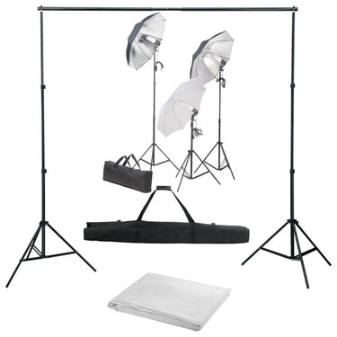Fotostudio-Set mit Lampen-Set und Hintergrund