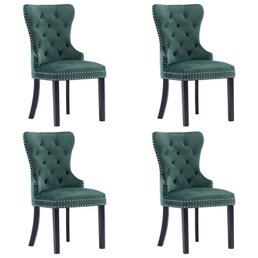 Chaises à manger lot de 4 vert foncé velours