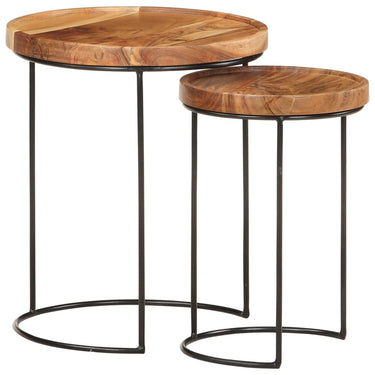 2-piece coffee table set solid acacia wood and steel