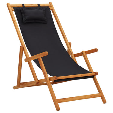 Chaise pliable de plage bois d'eucalyptus solide et tissu vert