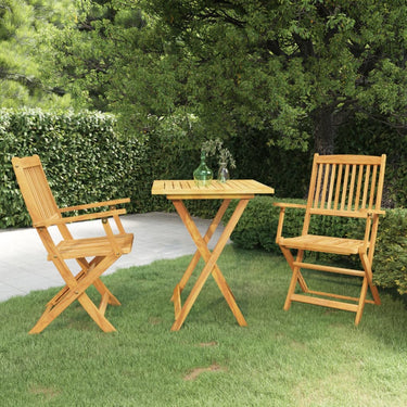 3-piece garden set foldable solid acacia wood