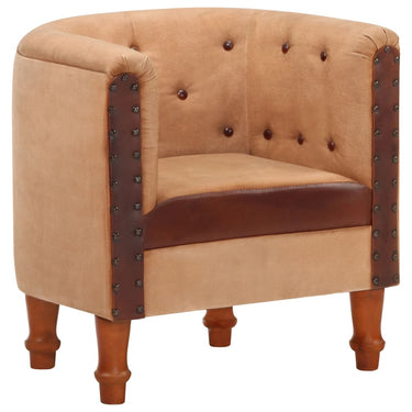 Fauteuil baquet en cuir véritable et bois de manguier massif
