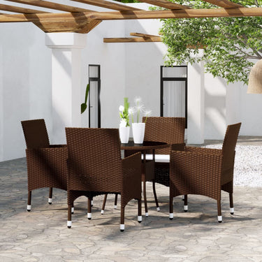 5-piece garden set poly rattan brown