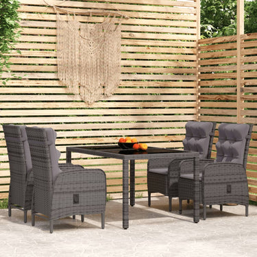 5-tlg. Garten-Essgruppe Poly Rattan Grau