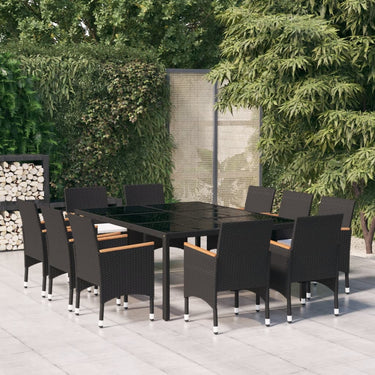 11-piece garden set poly rattan gray