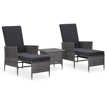 3-piece lounge set with cushions poly rattan