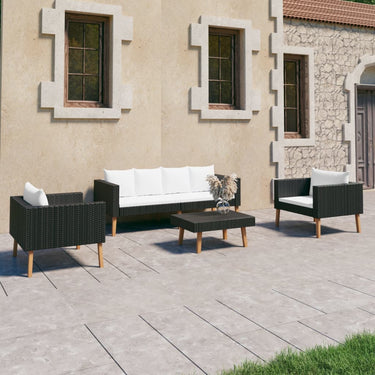 Salon de jardin 4 pcs avec coussins Résine tressée Beige