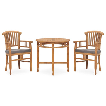 3-tlg. Garten-Essgruppe mit Kissen Massivholz Teak