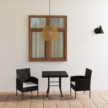 Ensemble à manger de jardin 3 pcs Résine tressée Noir