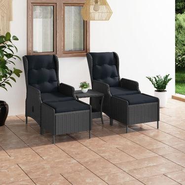 3-piece lounge set with cushions poly rattan dark gray
