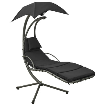 Tuinschommelstoel 190x90x200 cm stof zwart en grijs