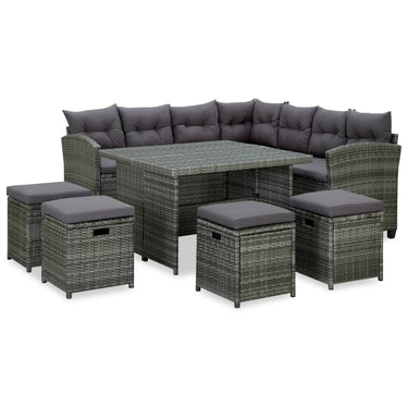 6-piece lounge set with cushions poly rattan