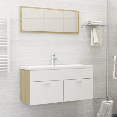 Ensemble de meubles de salle de bain 2pcs blanc bois ingénierie