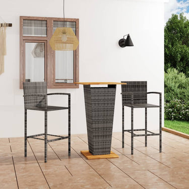 Ensemble de bar de jardin 3 pcs Gris