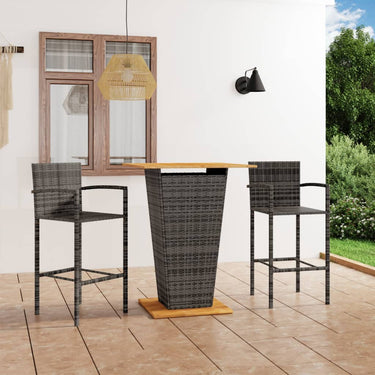 3-piece garden bar set gray