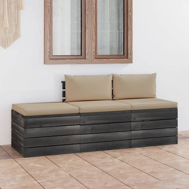 3-piece lounge set pallet solid pine wood dark gray