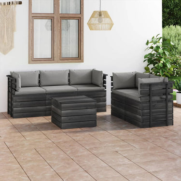 6-piece lounge set with cushions pallet solid pine wood