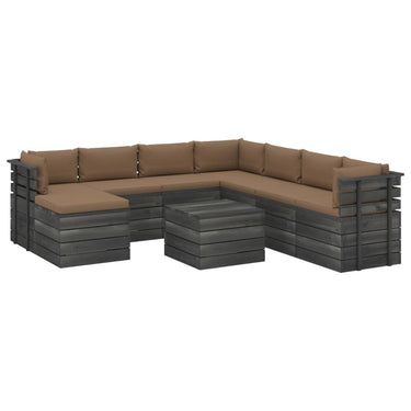 9-delige Loungeset pallet met kussens massief grenenhout