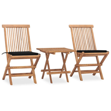 3-piece garden set foldable with cushion solid teak wood