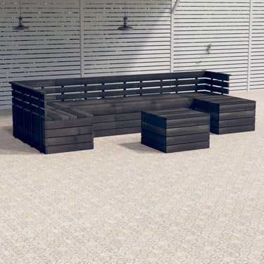 8-delige Loungeset met kussens pallet massief grenenhout