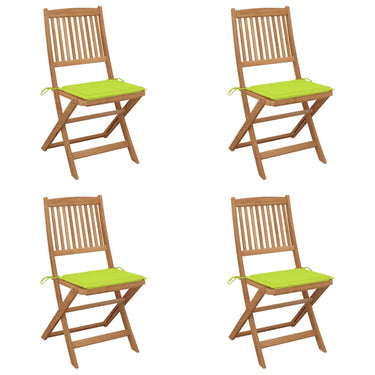 Tuinstoelen 4 st inklapbaar met kussens massief acaciahout