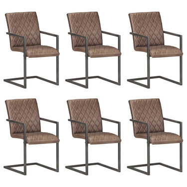 Chaises à manger cantilever lot de 6 noir cuir véritable