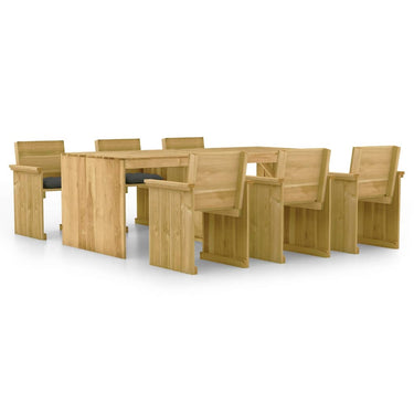 7-piece Garden Set with cushions impregnated pine wood