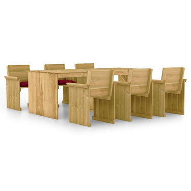 7-piece Garden Set with cushions impregnated pine wood