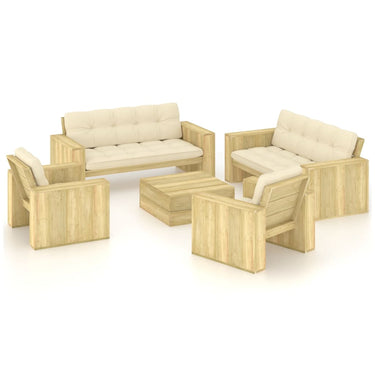 5-piece lounge set with cushions impregnated pine wood