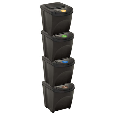 Poubelles empilables 4 pcs Anthracite 100 L