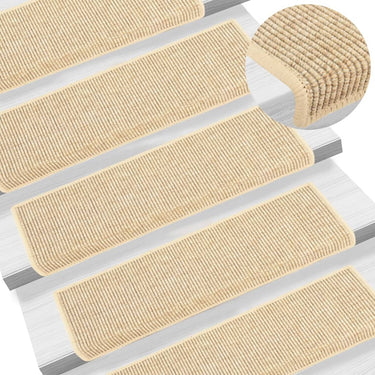 Trapmatten zelfklevend 15 st sisal-look 65x21x4 cm lichtbeige