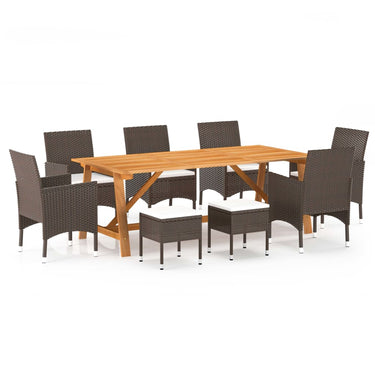 9-piece Garden Set brown