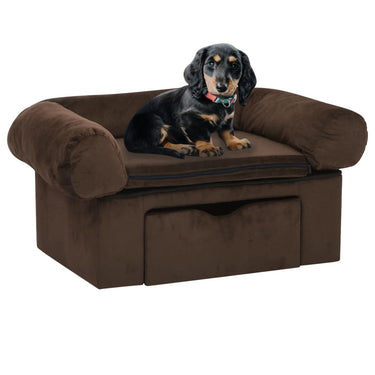 Canapé pour chien avec tiroir 75x50x38 cm peluche marron
