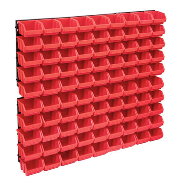 96-piece Storage Bin Set with Wall Panels Red and Black