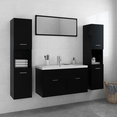 Bathroom furniture set treated wood black