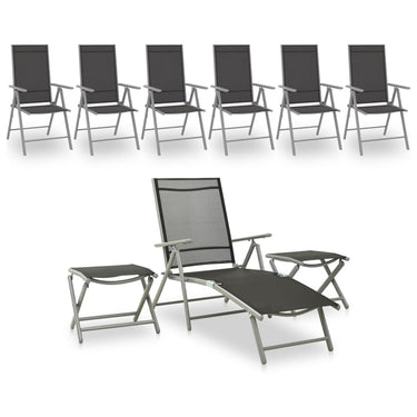 Salon de jardin 9 pcs Noir et anthracite