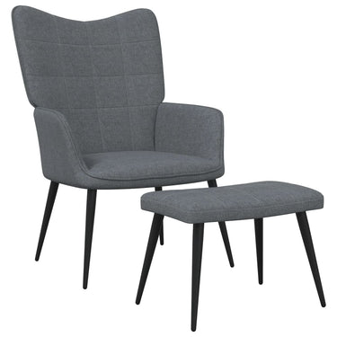 Chaise de relaxation avec tabouret Gris foncé Tissu